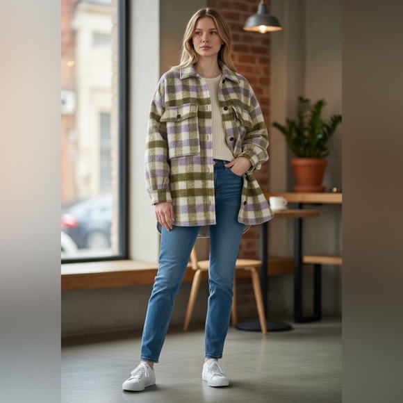 Zara oversized Shacket, size XS plaid wool blend. GUC - Picture 2 of 9